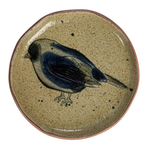 Small Stoneware Plate Set with Insect & Bird Designs (Set of 4)